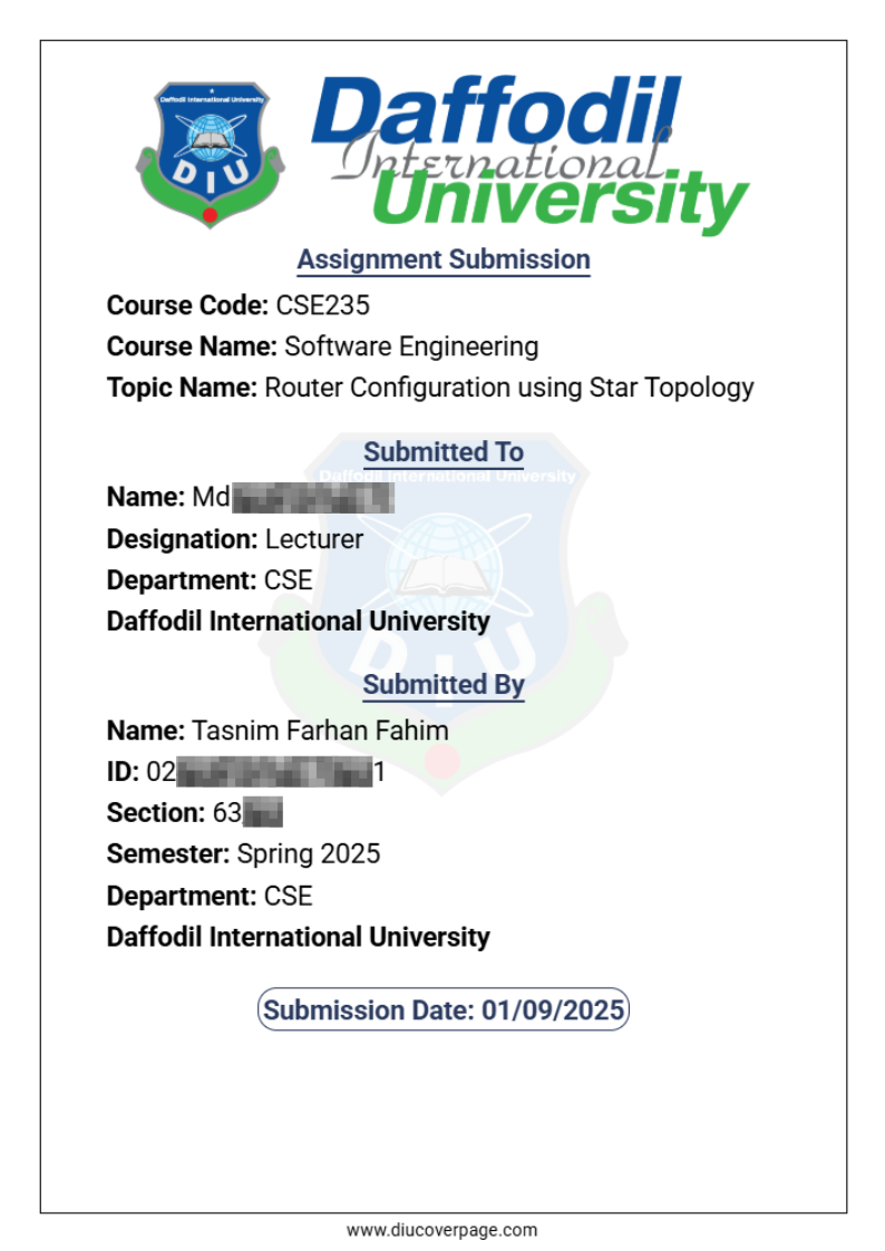 Example Cover Page after Generation